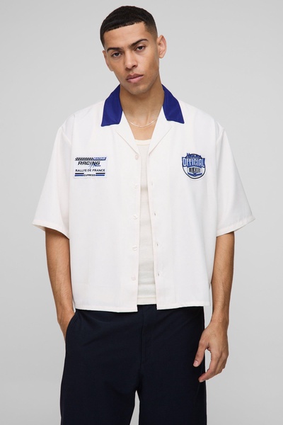 Oversized Moto Badge Revere Shirt