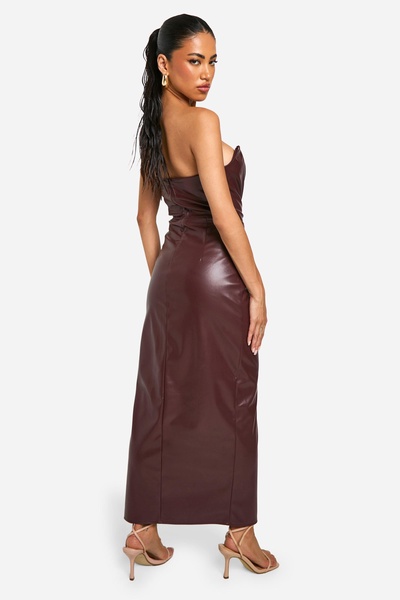 Faux Leather Corset Midaxi Dress