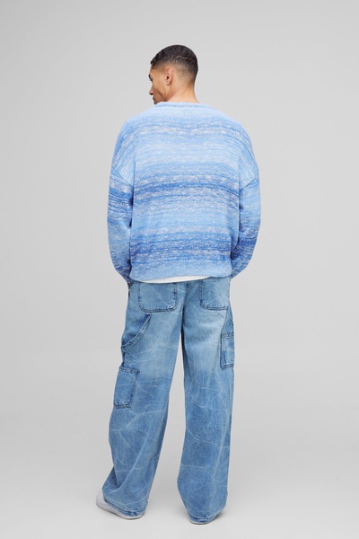 Oversized Boxy Ombre Stripe Knitted Cardigan