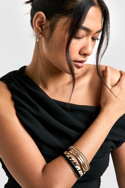 Leopard and Gold Bangle 6 Pack