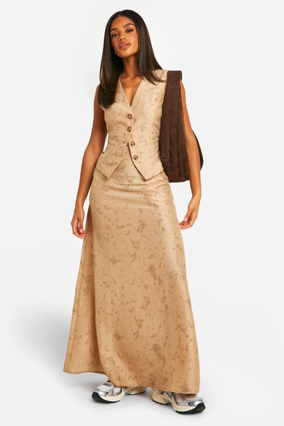 Tie Dye Textured Column Split Back Maxi Skirt