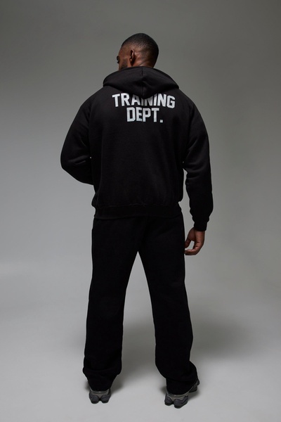 Man Active Training Dept Oversized Boxy Zip Through Hoodie