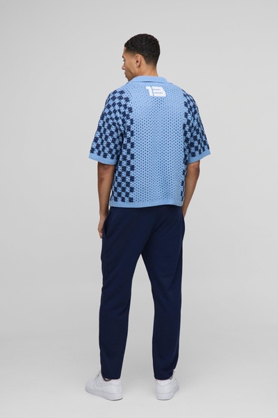 Official Oversized Boxy Football Open Stitch Knitted Polo
