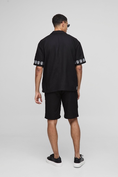 Oversized Embroidery Linen Blend Shirt & Short Set