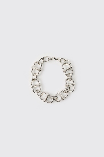Silver Bracelet with Iced Links
