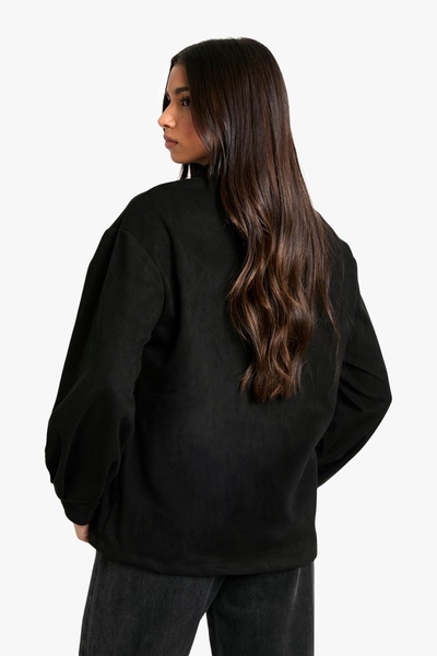 SUEDE LOOK OVERSIZED SHIRT