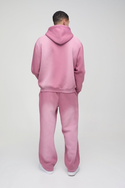 Oversized Official Spray Wash Zip Hooded Tracksuit