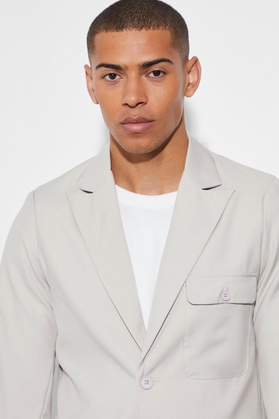 Slim Single Breasted Cargo Suit Jacket