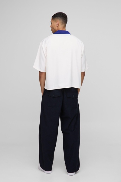 Oversized Moto Badge Revere Shirt