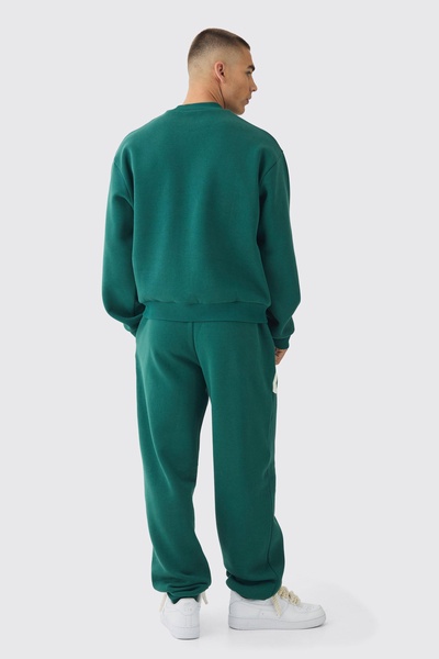 Oversized Boxy Varsity Print Sweatshirt Tracksuit