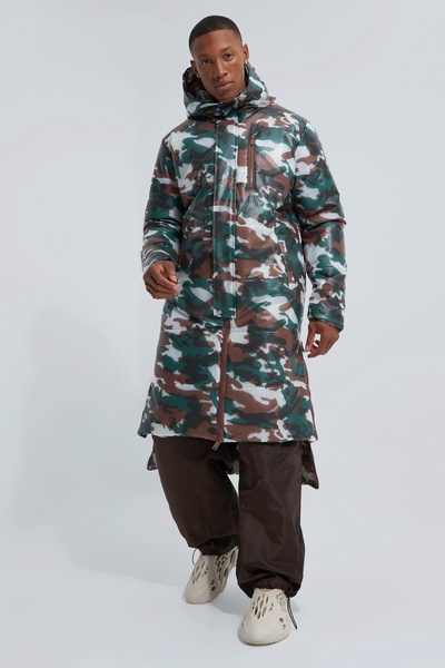 Camo Transparent Longline Puffer