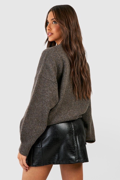Croc Faux Leather Cargo Mini Skirt