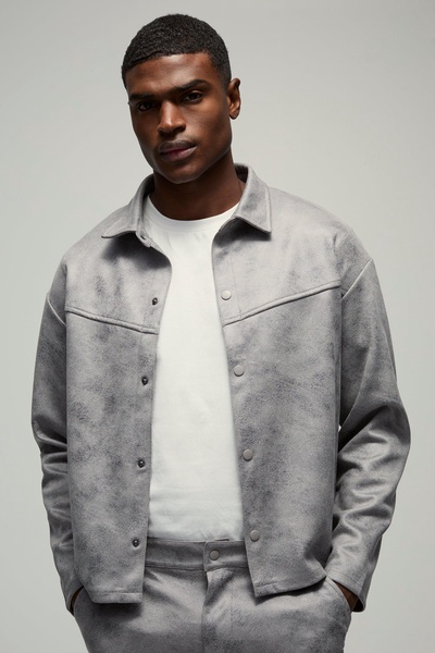 Oversized Antique Suedette Shirt Jacket