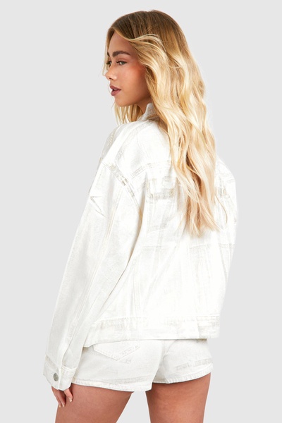 Gold Coated Metallic Oversized Denim Jacket