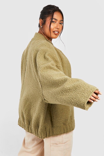 Plus Oversized Wool Bomber Jacket