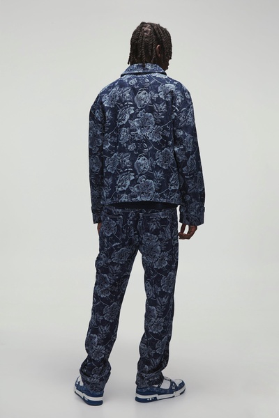 Oversized Floral Denim Jacquard Shirt