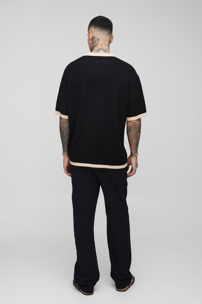 Tall Contrast Knit Oversized Rugby Polo