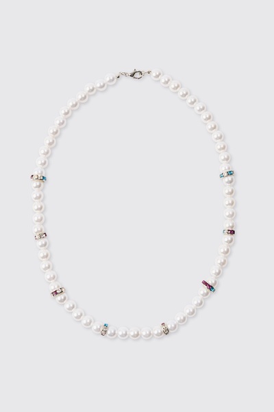 Iced Pearl Necklace In Purple