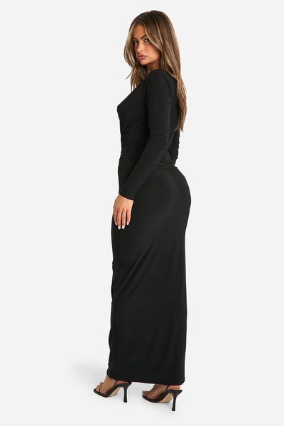 Slinky Ruched Front Maxi Skirt
