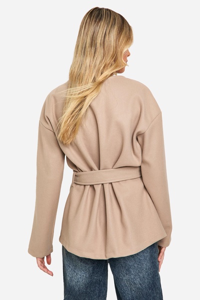 Wool Look Belted Jacket