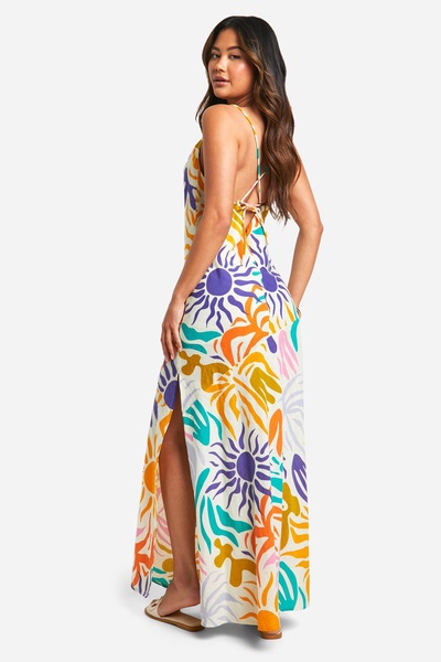 Bright Cotton Cowl Neck Maxi Dress