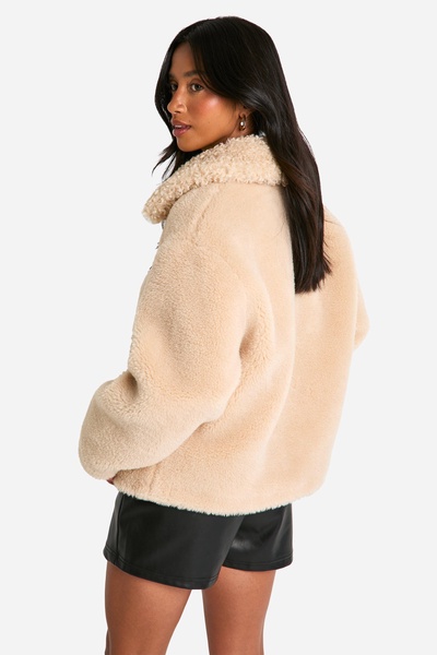 Petite Teddy Mixed Faux Fur Aviator