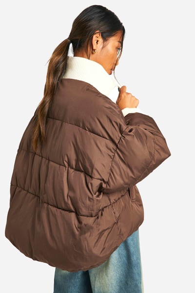 Contrast Rib Puffer Jacket