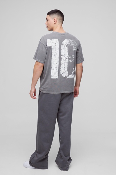 Oversized Puff Print 13 Varsity Graphic Washed T-Shirt