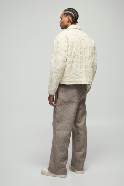 Boxy All Over Applique Floral Twill Harrington Jacket