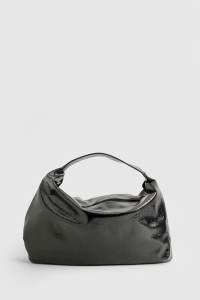 Textured Patent Slouchy Shoulder Bag