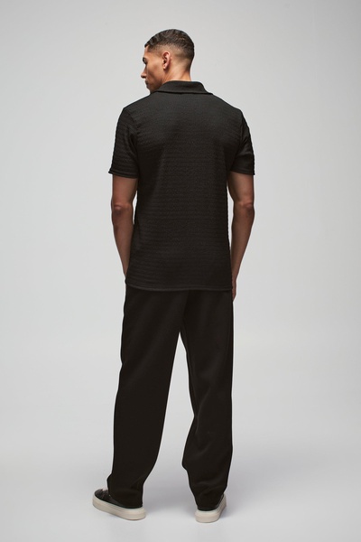 Slim Textured Revere Polo