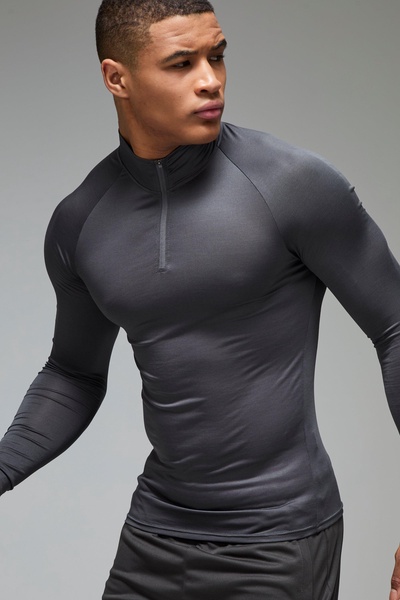 Man Active Lightweight Essentials Workout Raglan Muscle Fit 1/4 Zip