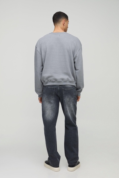 Boxy Varsity Contrast Embroidered Sweatshirt