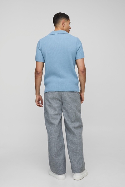 Regular Fit Ribbed Revere Knitted Polo