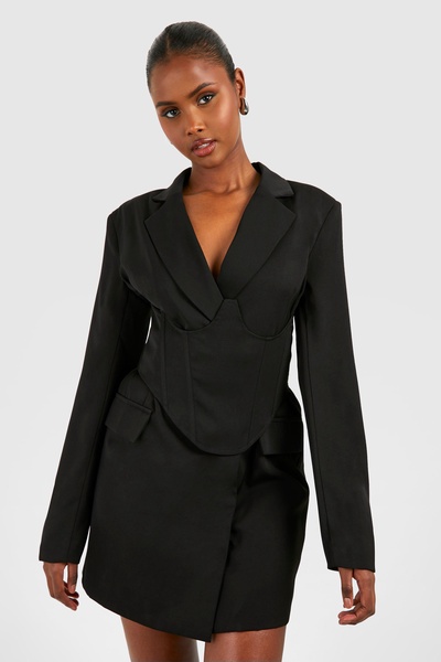 Corset Waist Detail Blazer Dress