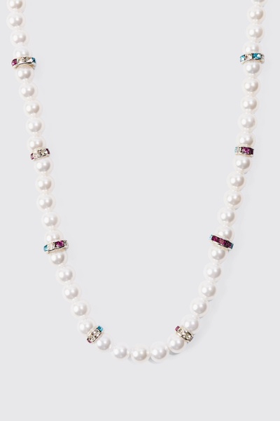 Iced Pearl Necklace In Purple