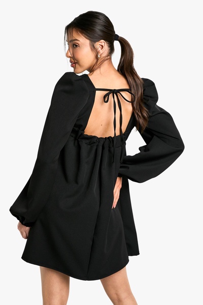 Long Sleeve Puff Sleeve Smock Dress