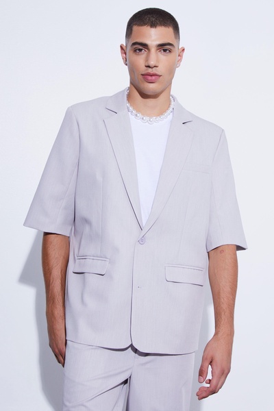 Short Sleeve Oversized Single Breasted Suit Jacket