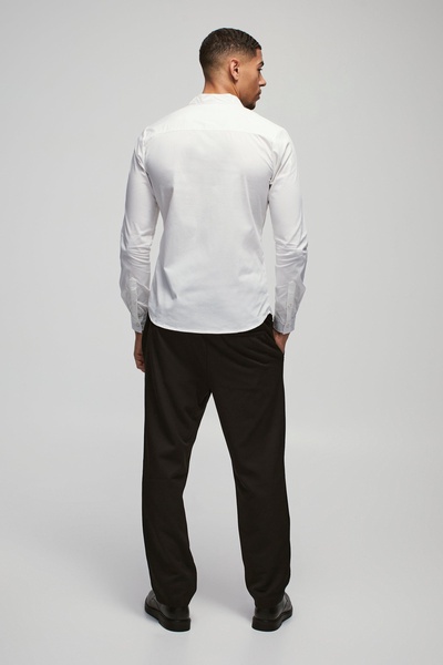 Long Sleeve Grandad Collar Stretch Fit Shirt