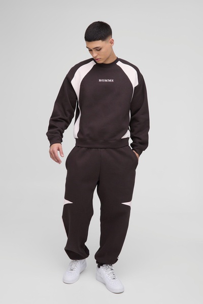 Oversized Boxy Colour Block Homme Embroidered Sweatshirt tracksuit
