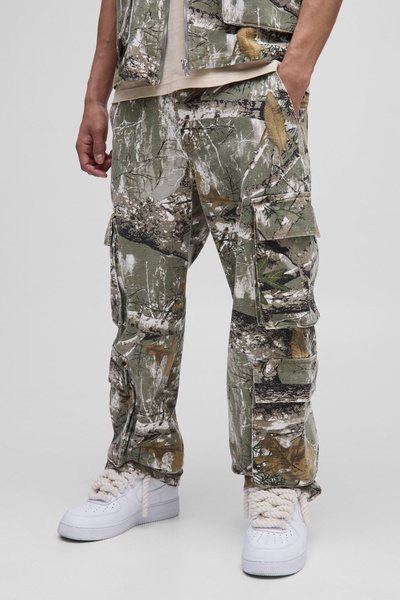 Relaxed Forest Camo Multi Pocket Cargo Pants