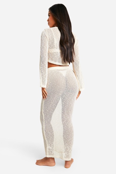 Popcorn Crochet Tie Top & Maxi Skirt Beach Co-ord