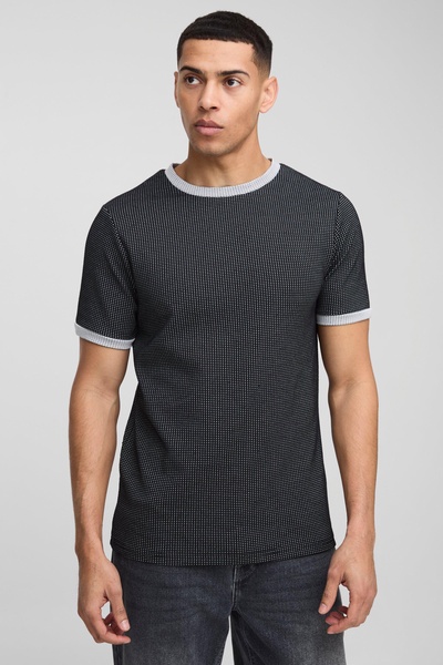 Slim Fit Contrast Waffle Ringer T-Shirt