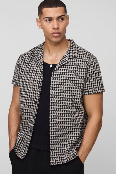 Houndstooth Regular Revere Short Sleeve Shirt