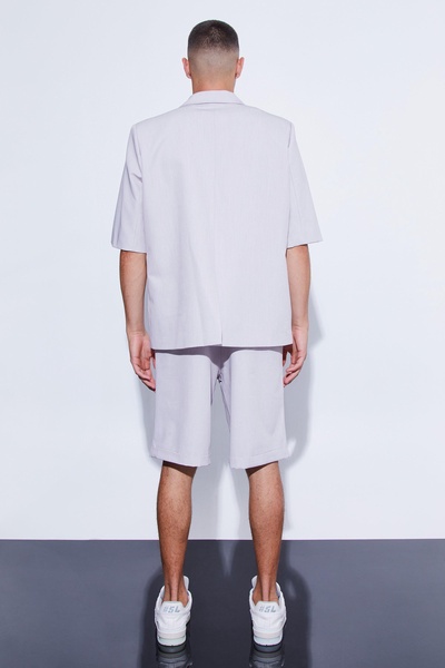 Short Sleeve Oversized Single Breasted Suit Jacket