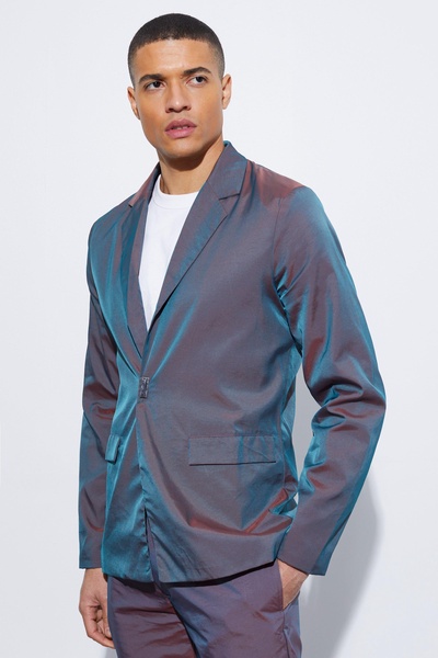 Iridescent Slim Fit Single Breasted Blazer