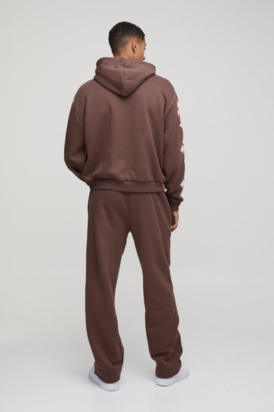 Oversized Boxy Cross Applique Hooded Tracksuit