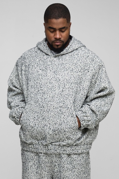 Plus Boucle Boxy Oversized Hoodie