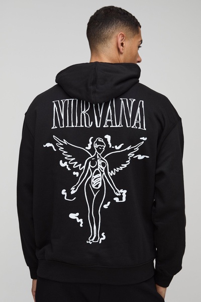 Oversized Nirvana License Printed Hoodie