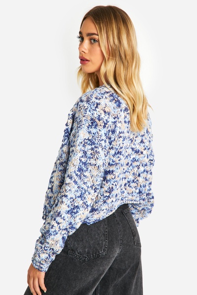 Marl Knitted Cropped Cardigan